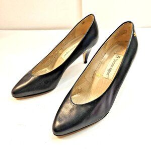 Etienne Aigner Blue Leather Pointed Toe Kitten Heel Pumps Women's Size 5 Heels